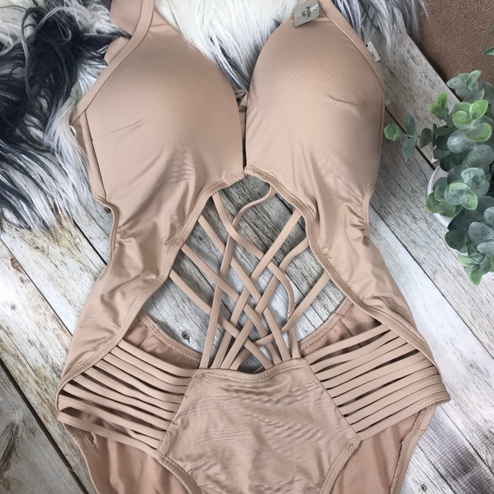 Kenneth Cole Strappy Cut Out One Piece Swimsuit